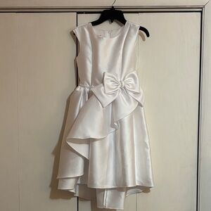 Elegant White Kids Dress with Bow